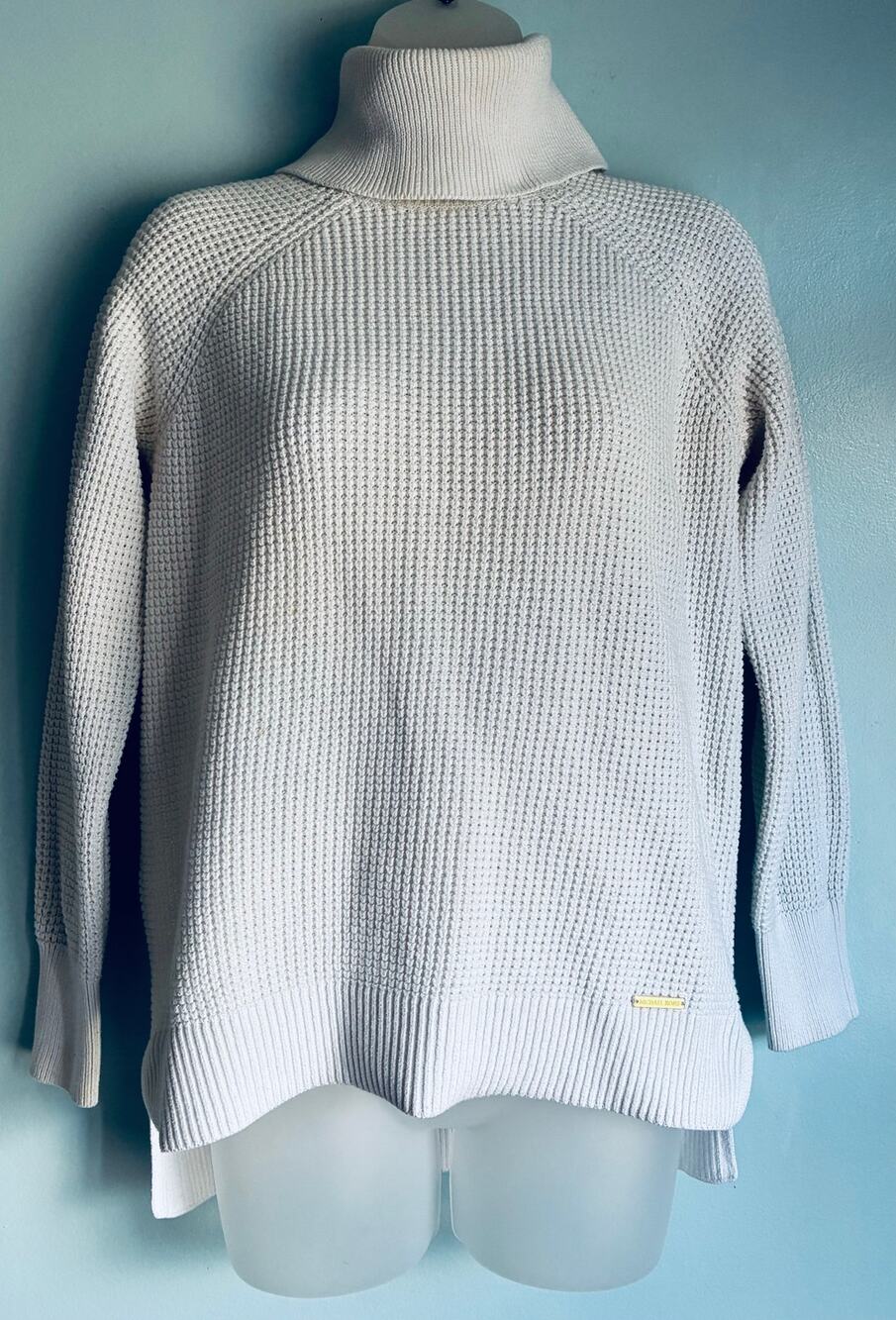 MICHAEL Michael Kors Sweater Waffle Knit Turtle Neck White Women's Small